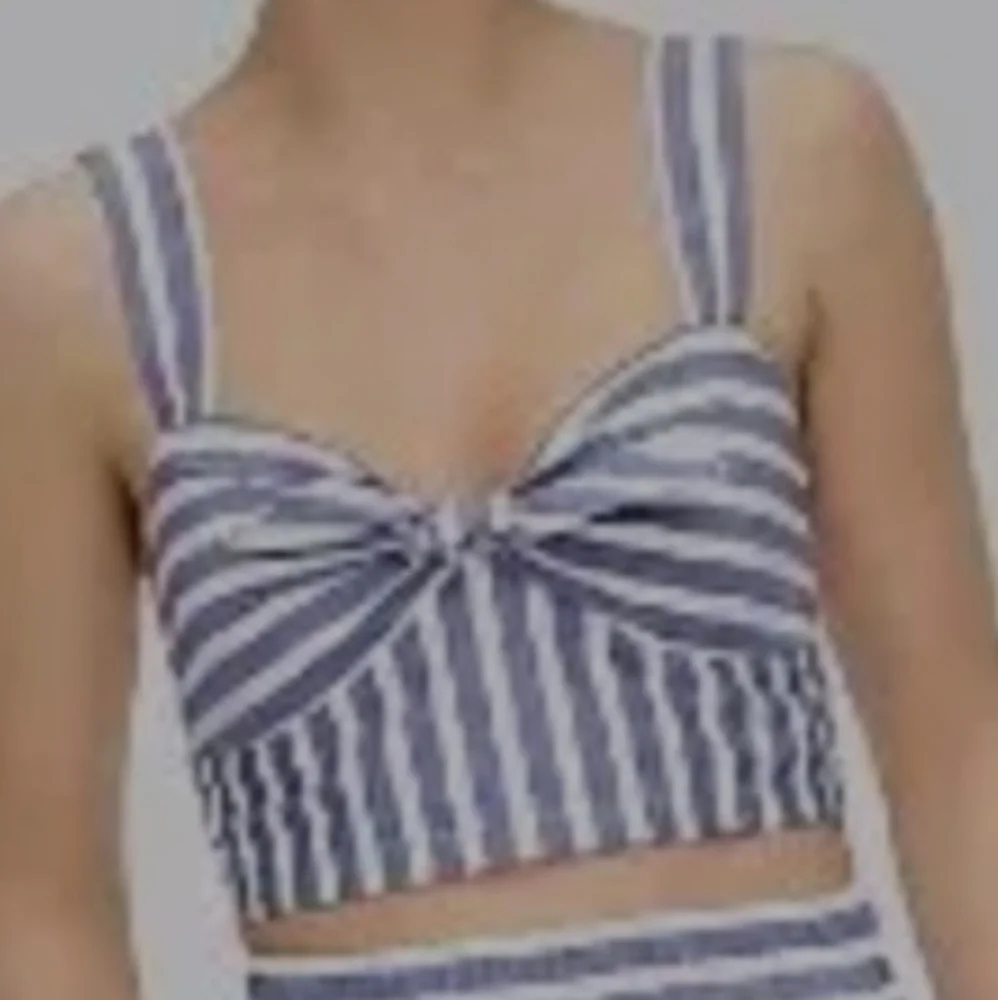 J. Crew Blue White Striped Crop Twist Tie Front Tank Smocked Back Top XXL NWT